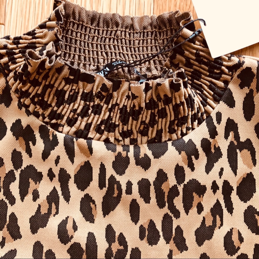 NWT Zara Leopard Print Jacquard Dress - Picture 8 of 8